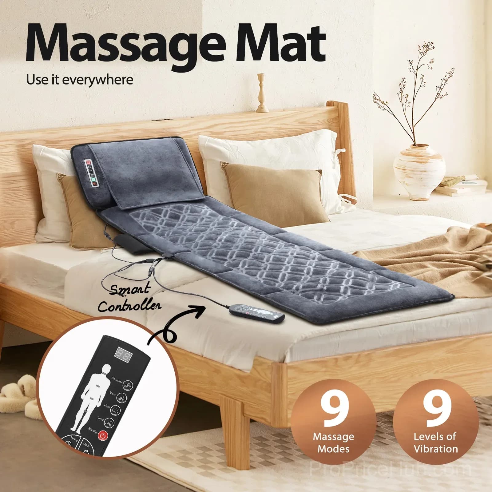 HOMASA Heated Full-Body Shiatsu Massage Mat with Lumbar Support - View 2