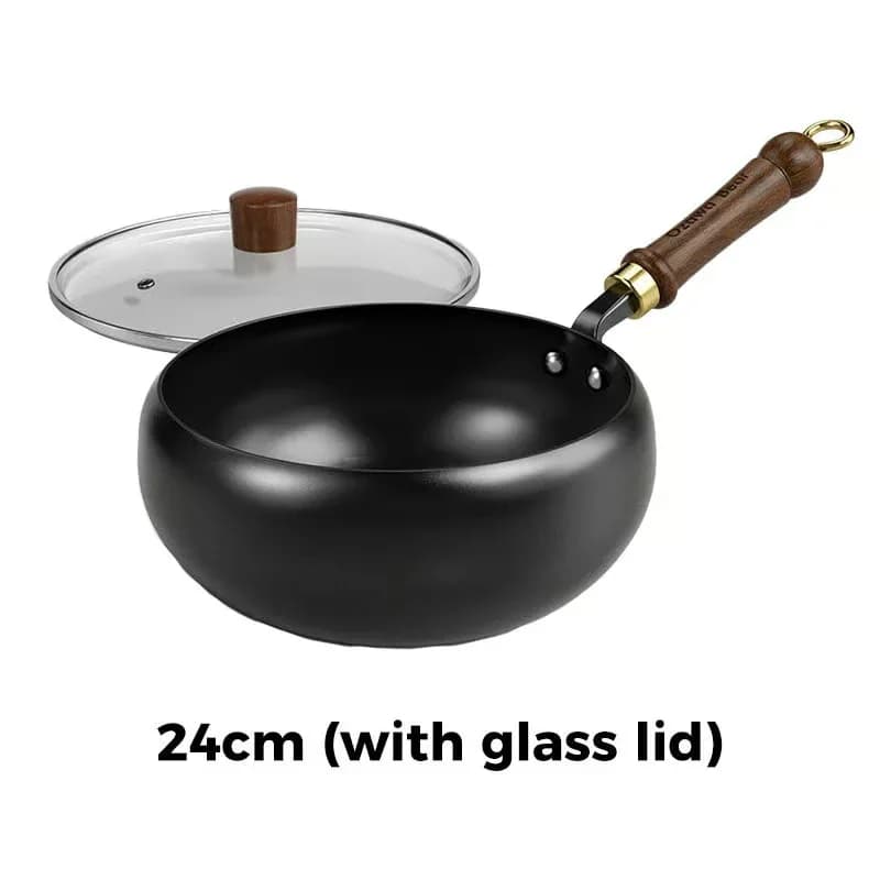 Uncoated Thick Iron Pot with Glass Lid, 24cm - View 1