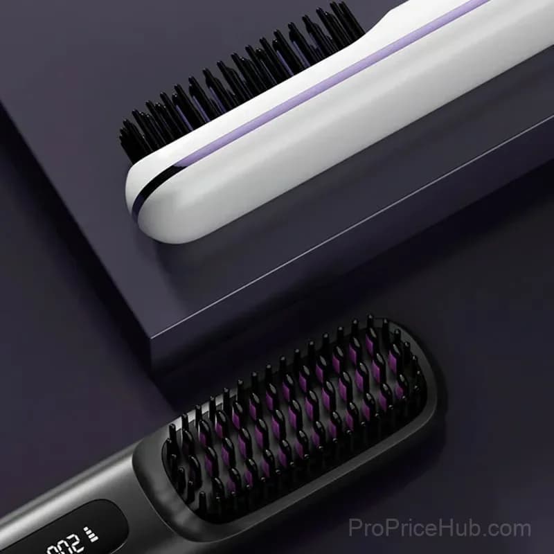 Wireless Ceramic Heated Hair Straightening Comb, Black - Alt