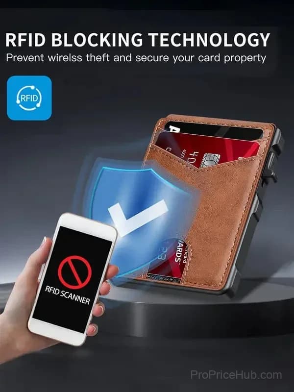 Men's RFID Blocking Wallet with Pop-Up Aluminum Case and Money Clip - View 4