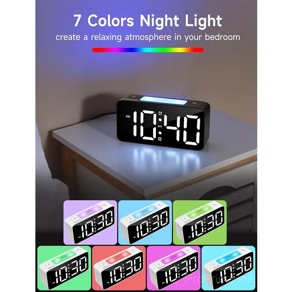 6.3-Inch RGB Alarm Clock with 115dB Dual Alarm & Nightlight - View 5