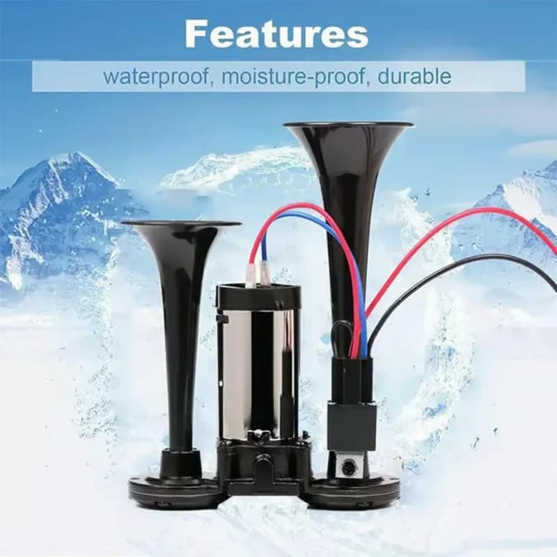 12V Train Air Horn for Truck or Car with Black Speaker - View 5