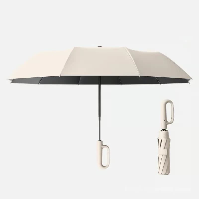 Ring Buckle Windproof Reinforced Umbrella, Beige, 49.2 in - Main