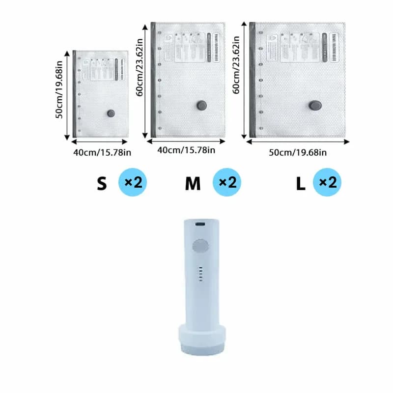 Cordless Travel Vacuum Storage Bag Set with Pump - Alt