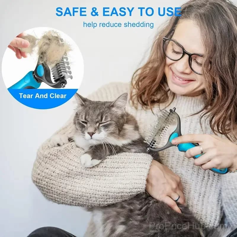 Double-Sided Pet Grooming Brush – Dematting Undercoat Rake for Shedding - View 6