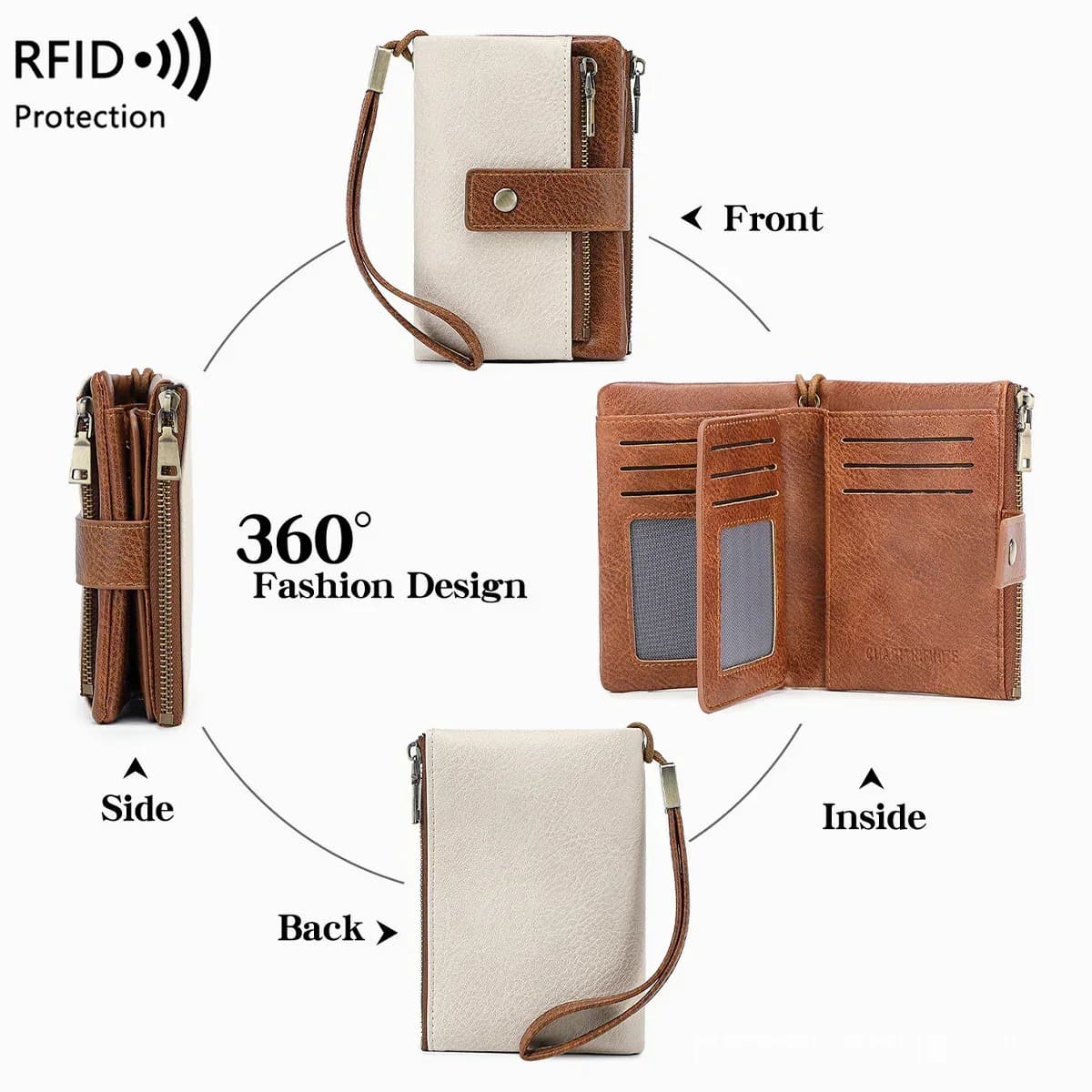 Women's Retro RFID Blocking Tri-Fold Wallet - View 10