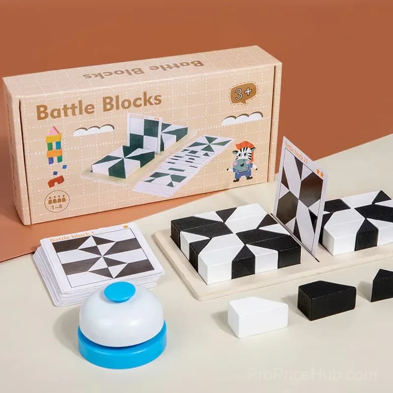 Hidden Building Blocks Puzzle Board Game Set A, 16 Blocks + 80 Cards - View 6