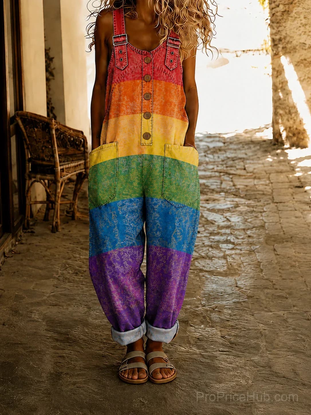 Pride Month Rainbow Art Print Vintage Jumpsuit - View 1