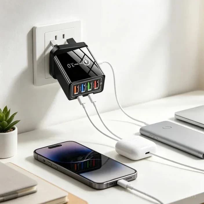 4-Port USB Travel Charger for Smartphones - View 3
