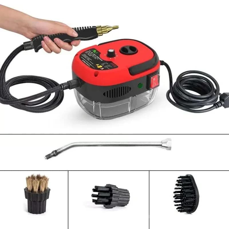Red Handheld Steam Cleaner with Single Control - View 1