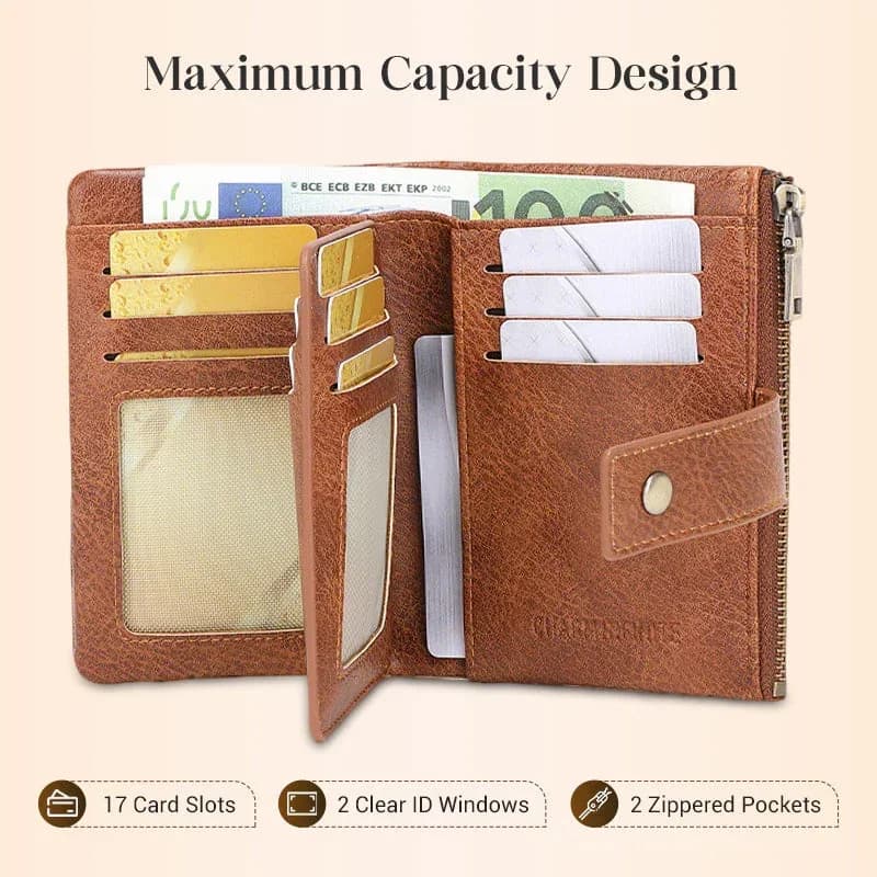 Women's Retro RFID Blocking Tri-Fold Wallet - View 5