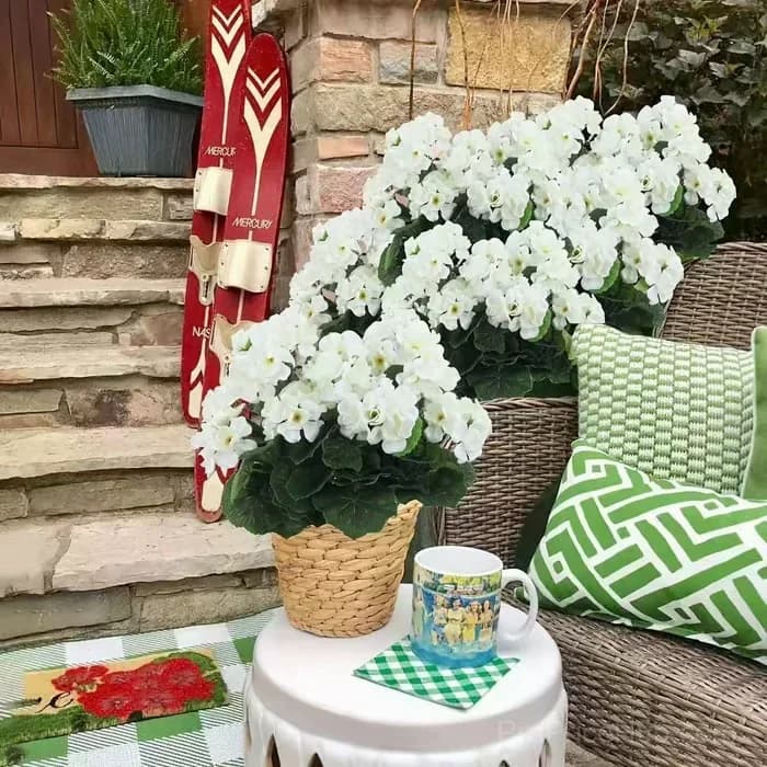 UV Resistant Artificial Geranium Flowers Bundle for Outdoor Patio Decor - View 2