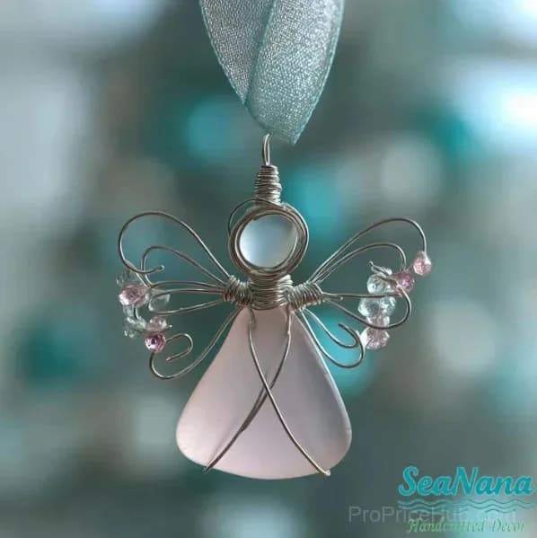 Handmade Sea Glass Angel Ornament - View 6