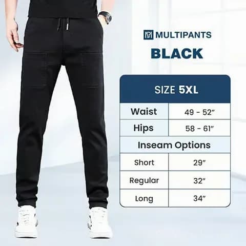 High-Stretch Multi-Pocket Cargo Pants, Black, Size S Short - View 16