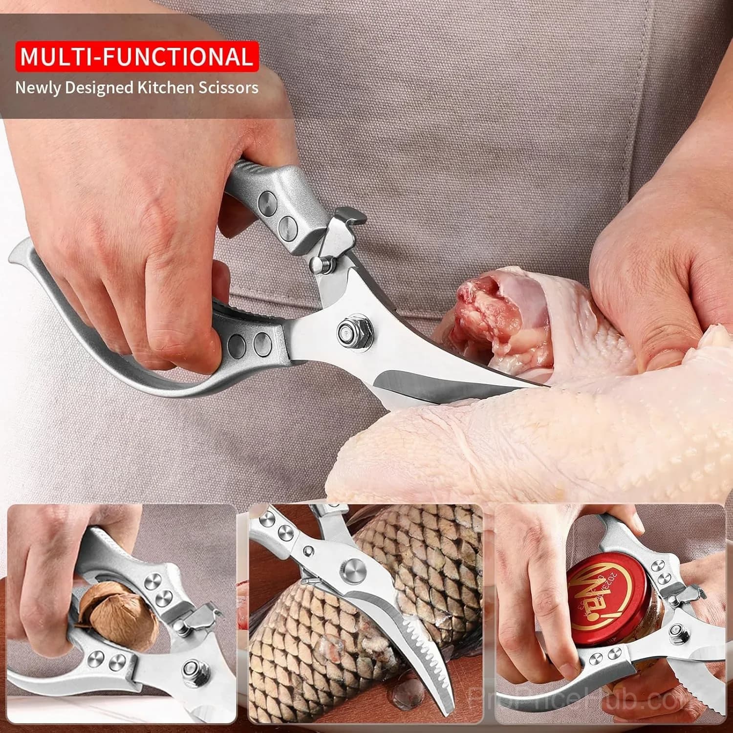 Heavy-Duty Multifunction Kitchen Shears – 4-in-1 with Fish Scaler & Bottle Opener - View 4