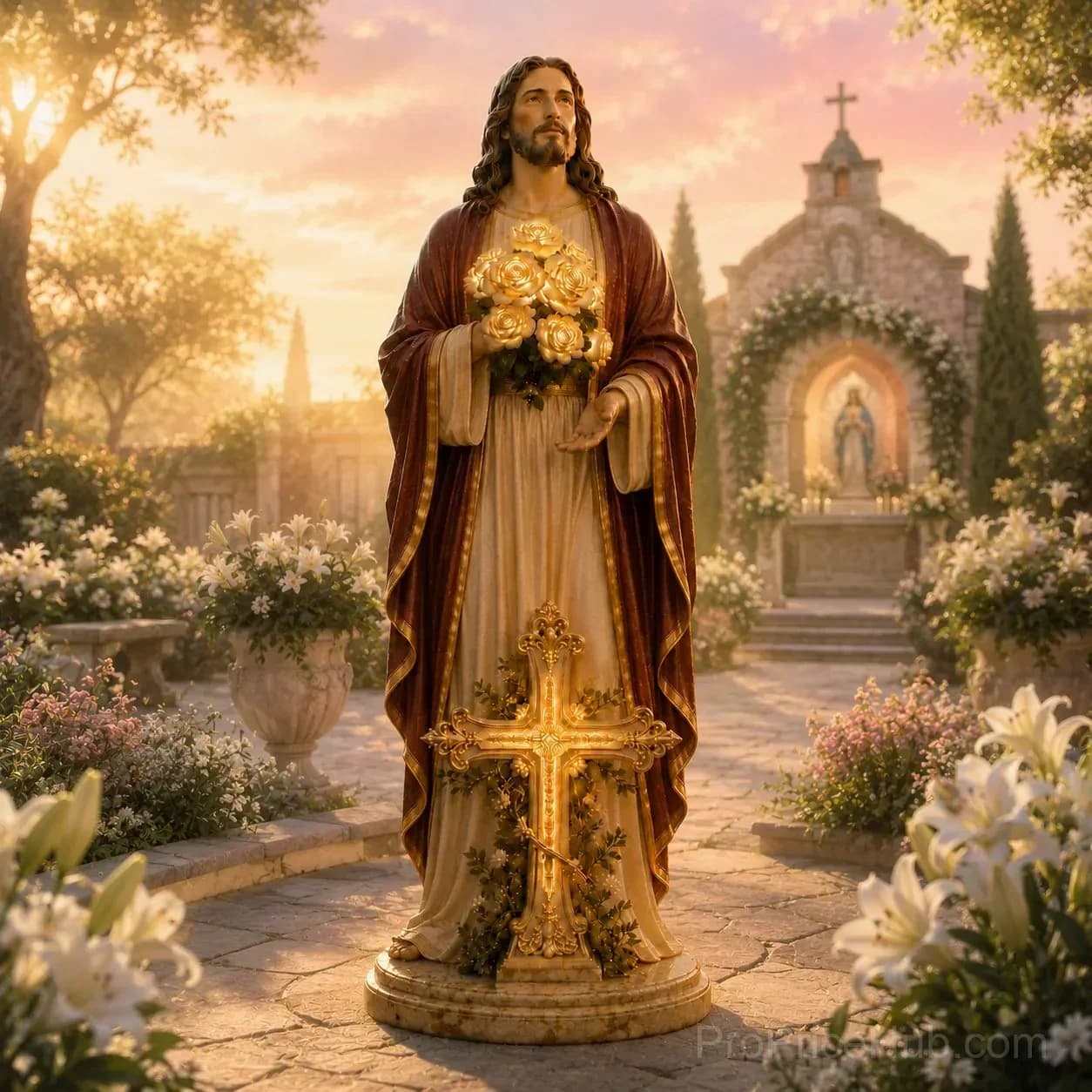 Blessed Light of Jesus Garden Sculpture - 8 Inch - View 1