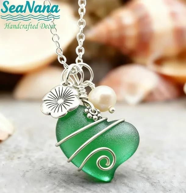 Handcrafted Heart Sea Glass Necklace - View 3