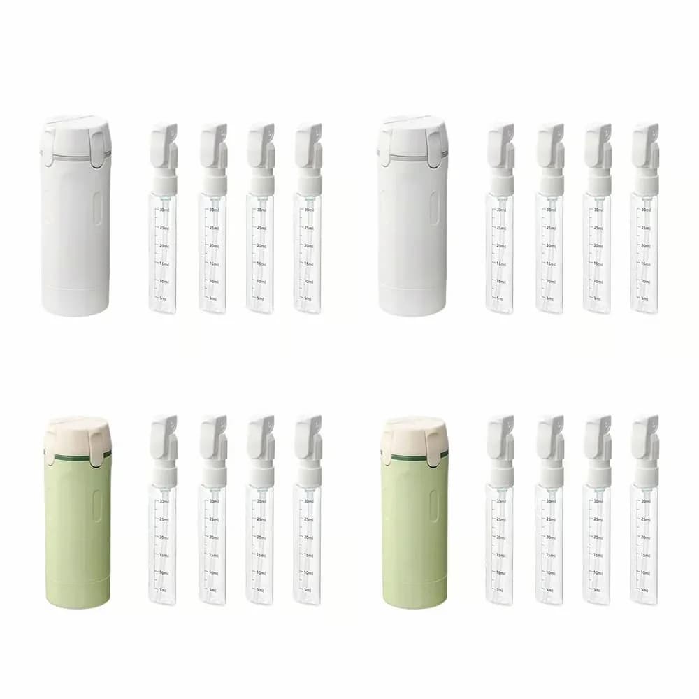 4-in-1 Leakproof Rotating Travel Dispenser Set, White - View 6