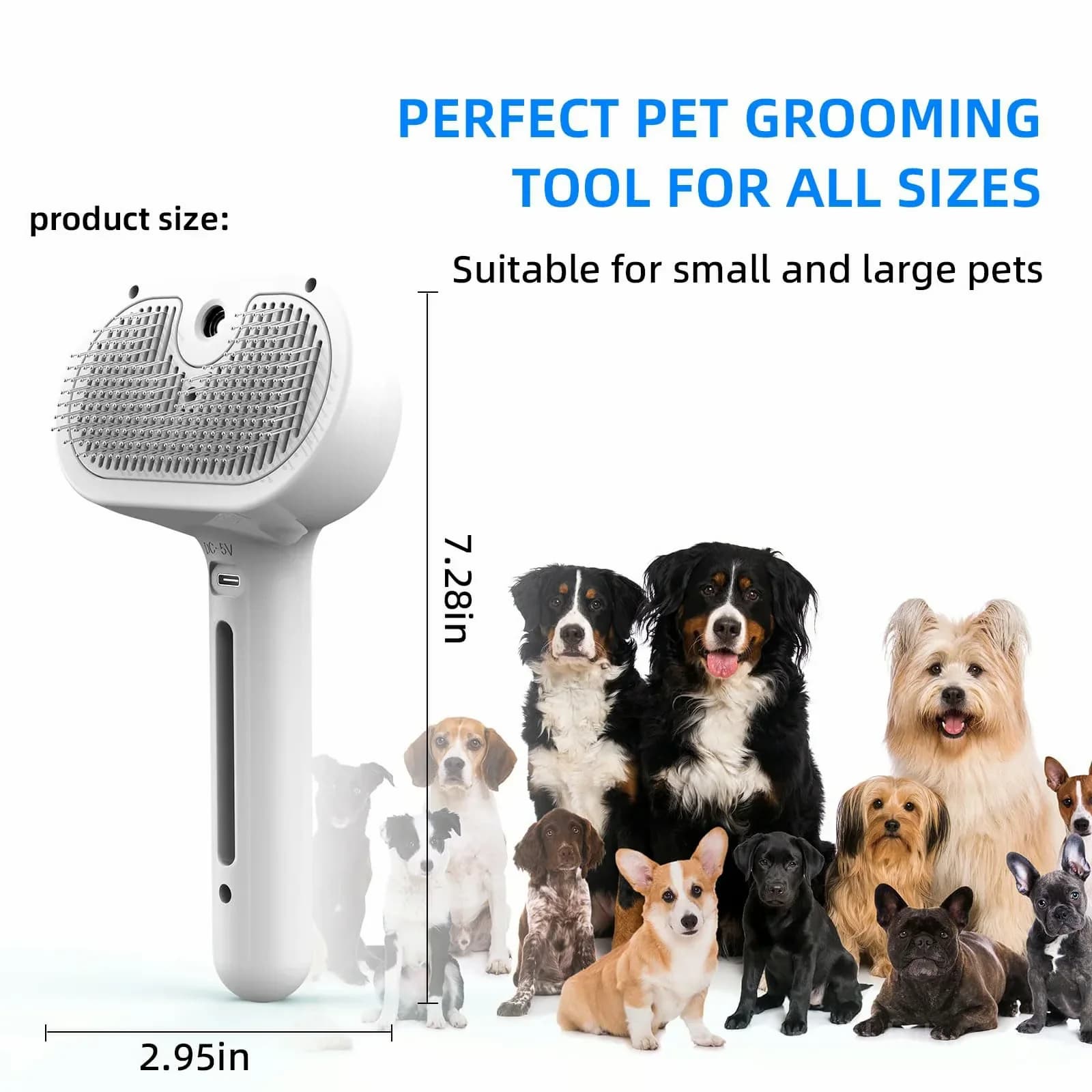 White Pet Spray Hair Removal Comb for Dogs - View 1