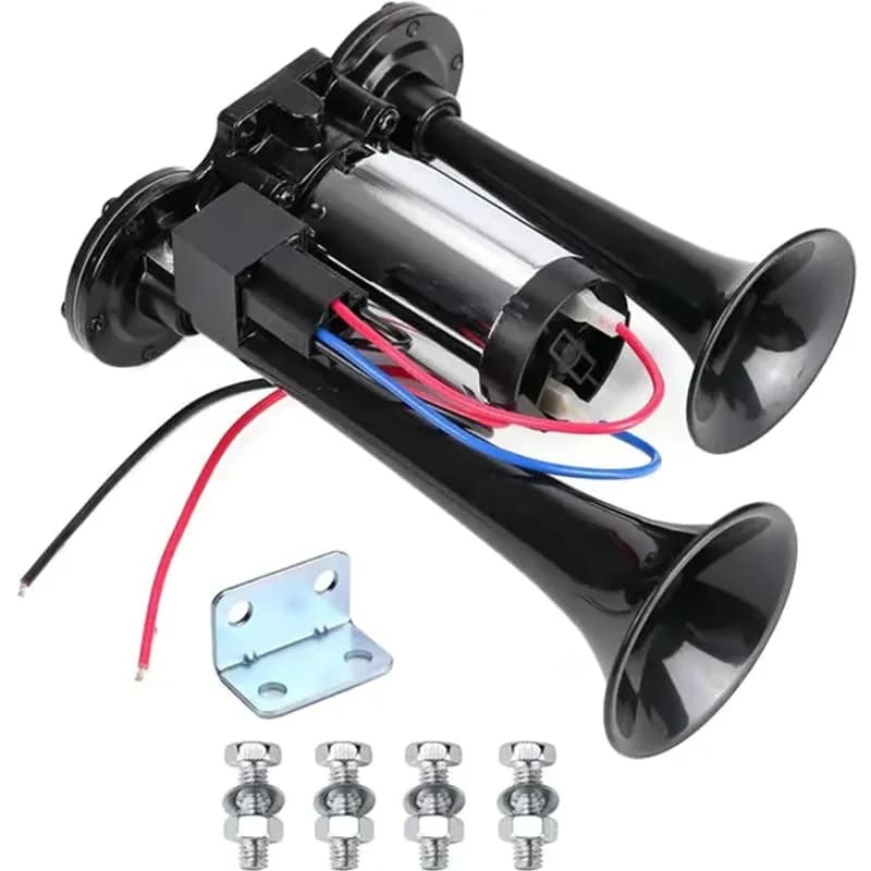 12V Train Air Horn for Truck or Car with Black Speaker - View 1
