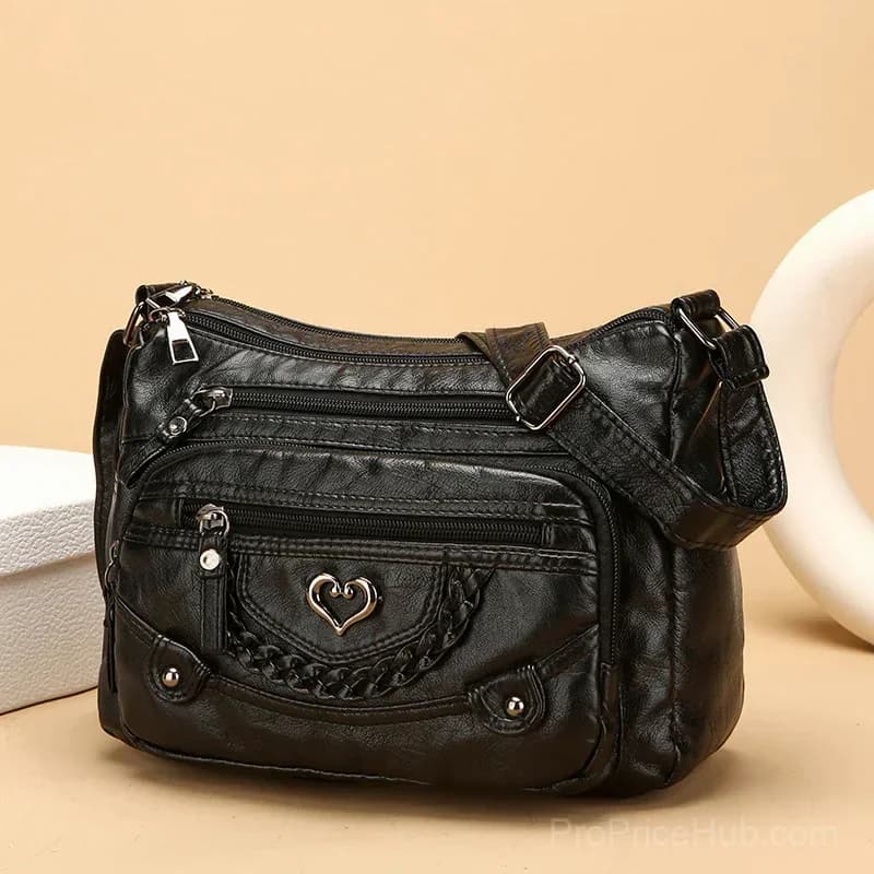 Women's Soft PU Leather Multi-Pocket Crossbody Bag - Main