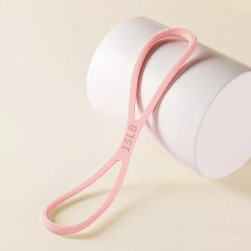 8-Shaped Silicone Resistance Band with Massage Grip, Pink, 15 lb - View 1