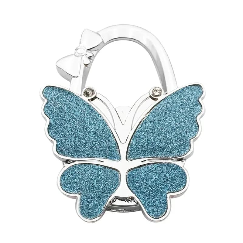 Butterfly Foldable Purse Hook, Frosted Pink Glitter - View 4