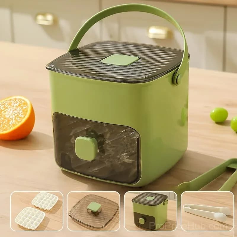 Green Double-Layer Press Ice Cube Tray with Handle - View 1