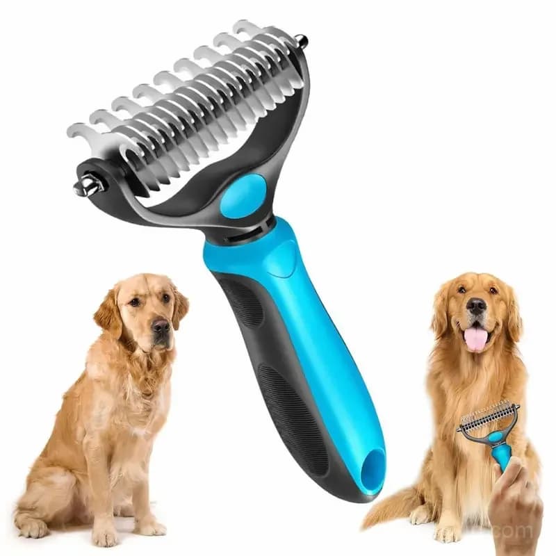 Double-Sided Deshedding Pet Brush for Dogs & Cats, Ergonomic Grooming Tool - View 3