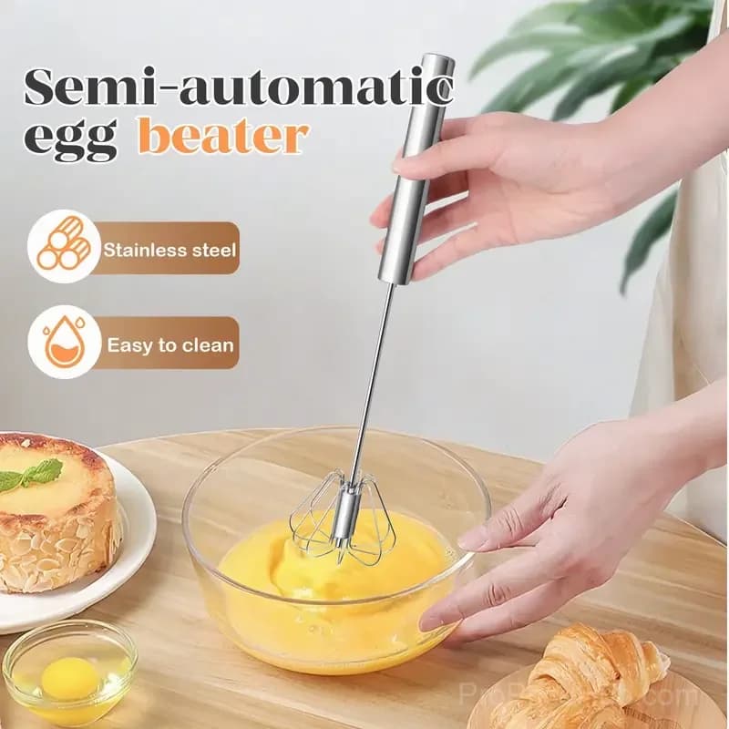 Stainless Steel Hand-Push Rotary Whisk - View 1