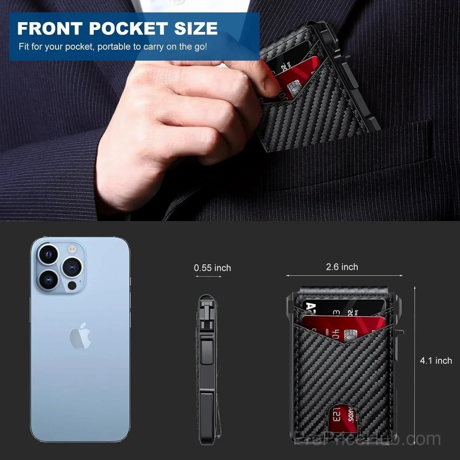 Men's RFID Blocking Wallet with Pop-Up Aluminum Case and Money Clip - View 9