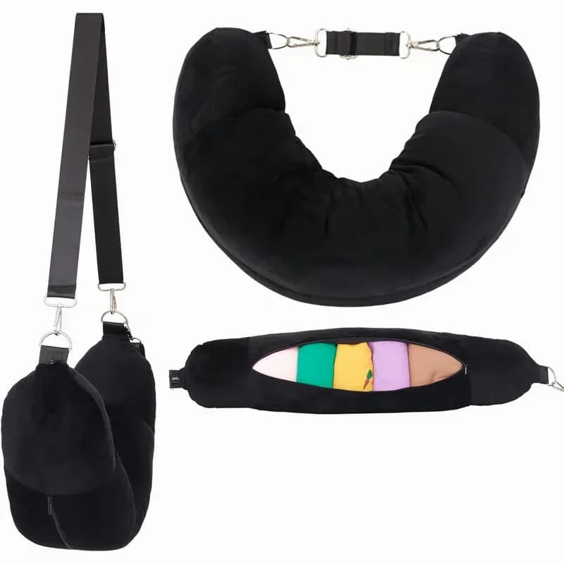 Stuffable Travel Neck Pillow, Dark Gray - View 3