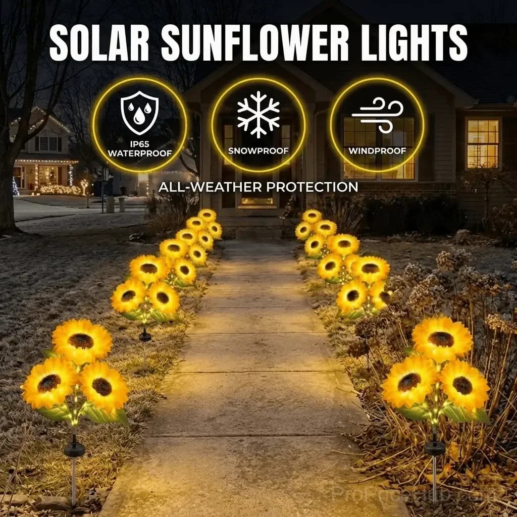 Outdoor Solar LED Sunflower Garden Lights - Alt