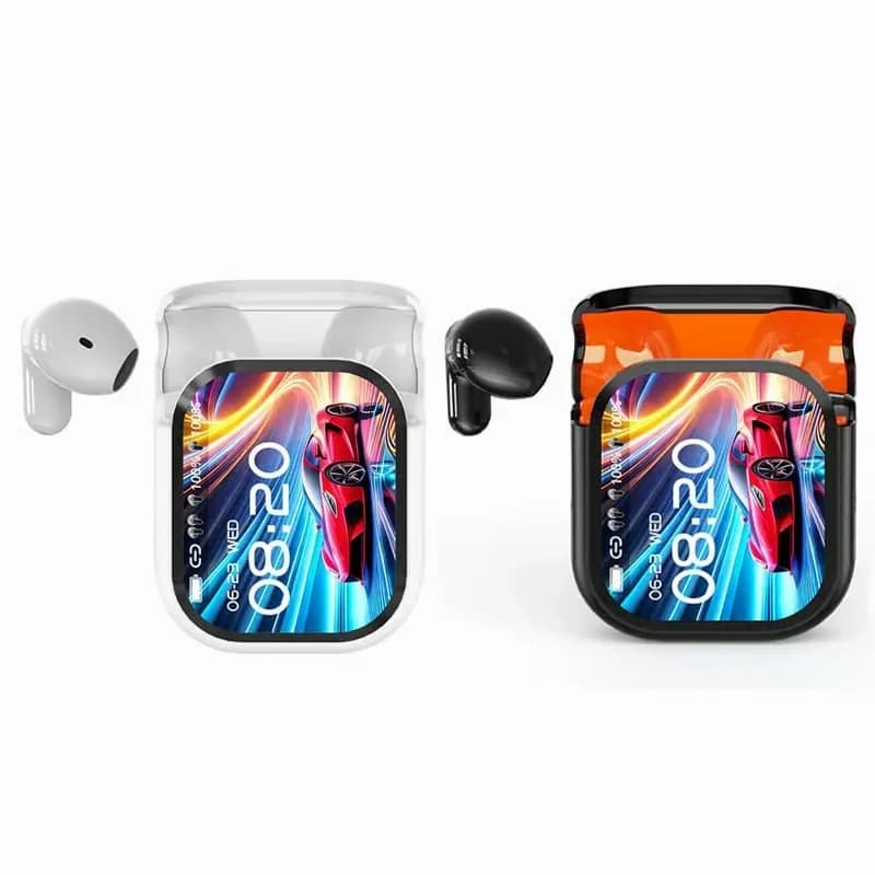 AI Translation Headphones with HD Color Screen, Noise Reduction, White - View 3