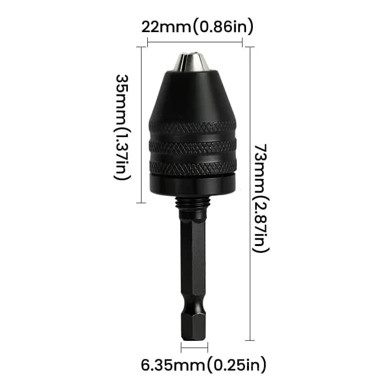 White 3-Jaw Conversion Chuck, 0.3–6.5mm with Rod - View 2