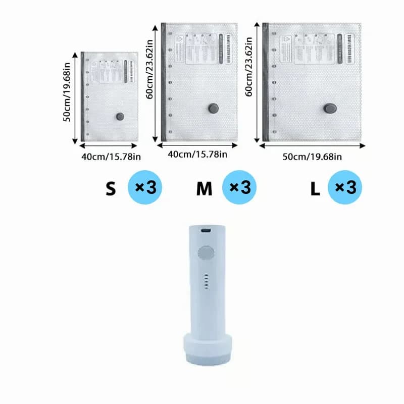 Cordless Travel Vacuum Storage Bag Set with Pump - View 3