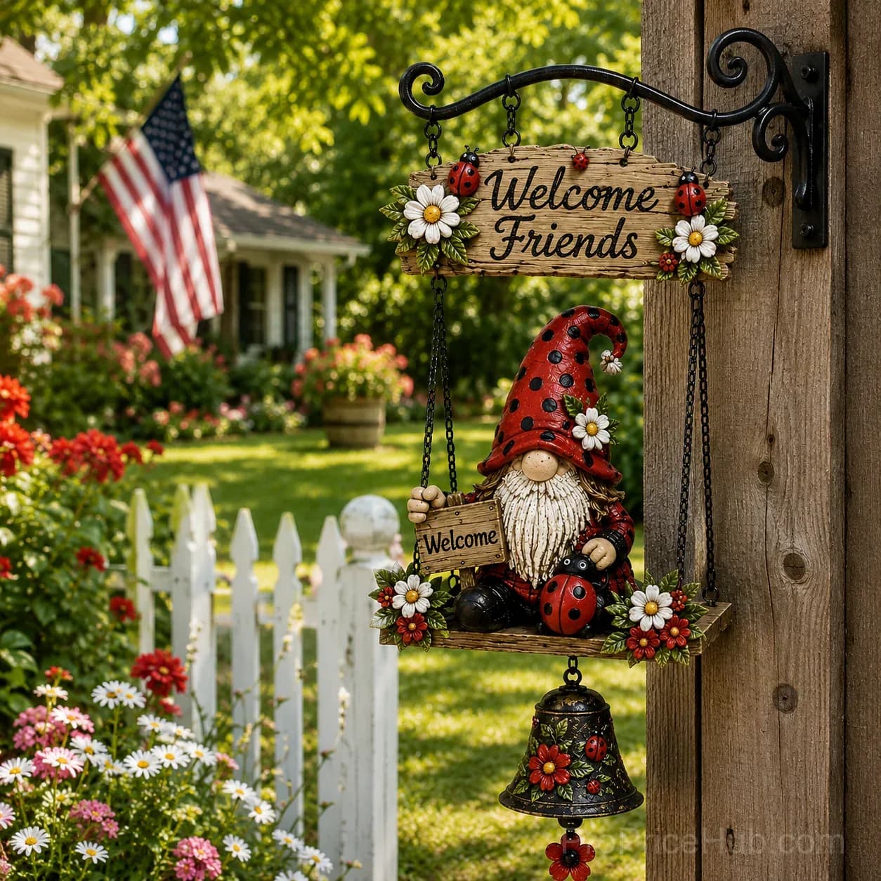 Rustic Garden Gnome Bell Outdoor Decor - View 3
