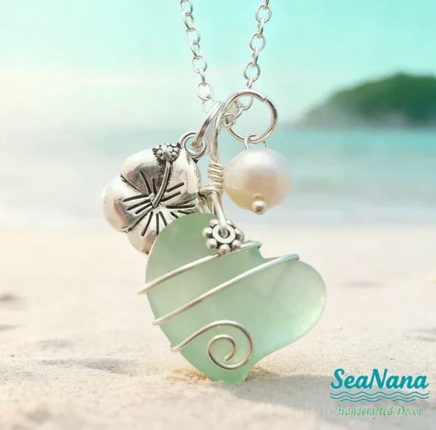 Handcrafted Heart Sea Glass Necklace - View 11