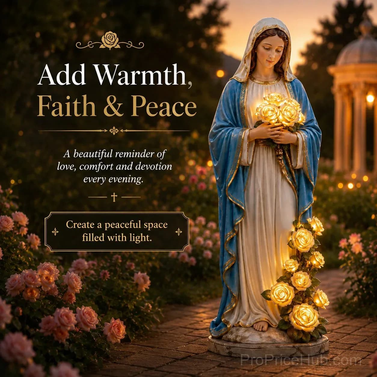 Solar-Powered Virgin Mary Garden Light Statue - View 7