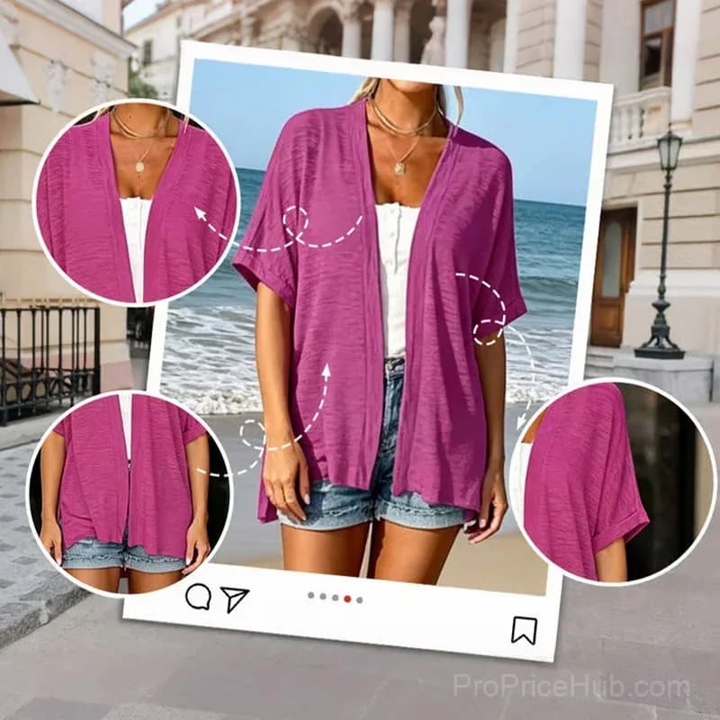 Solid Color Short-Sleeve Casual Jacket - View 3