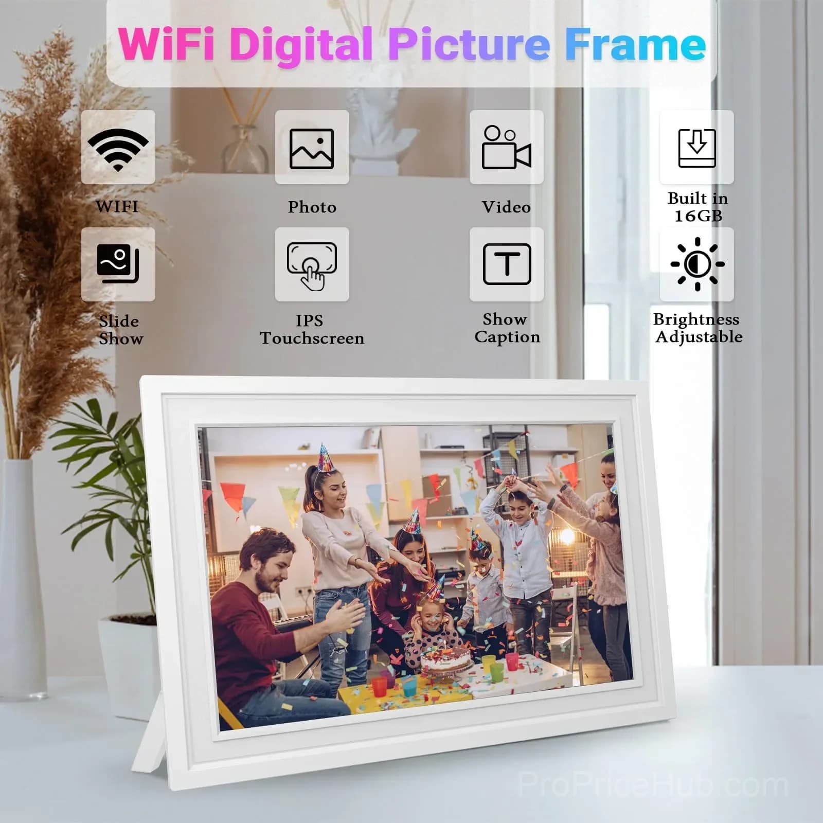 10.1-Inch WiFi Digital Photo Frame with 16GB Storage - View 4