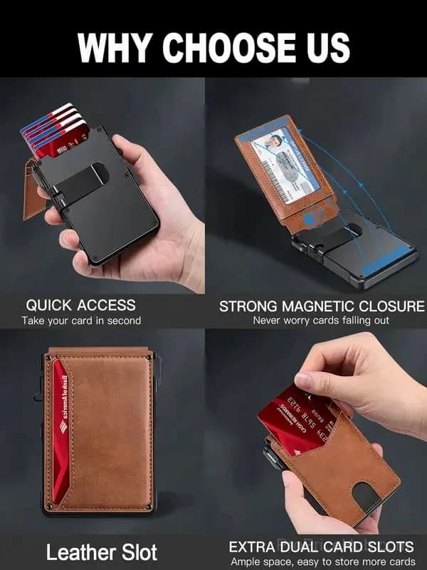 Men's RFID Blocking Wallet with Pop-Up Aluminum Case and Money Clip - View 5