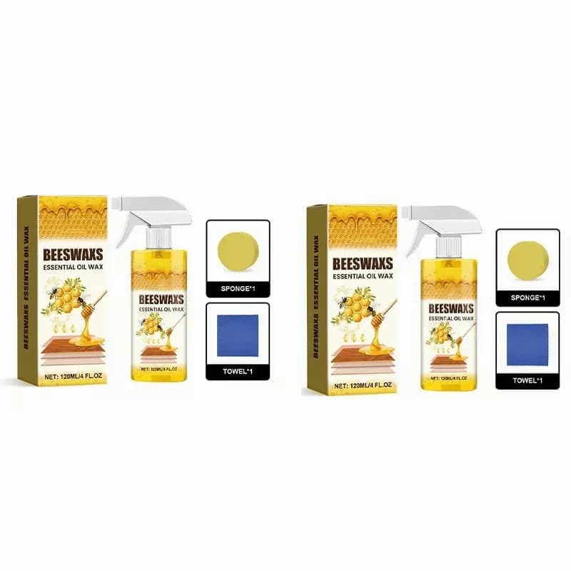 Natural Beeswax Floor Polish Spray 120ml with Sponge & Towel - View 2