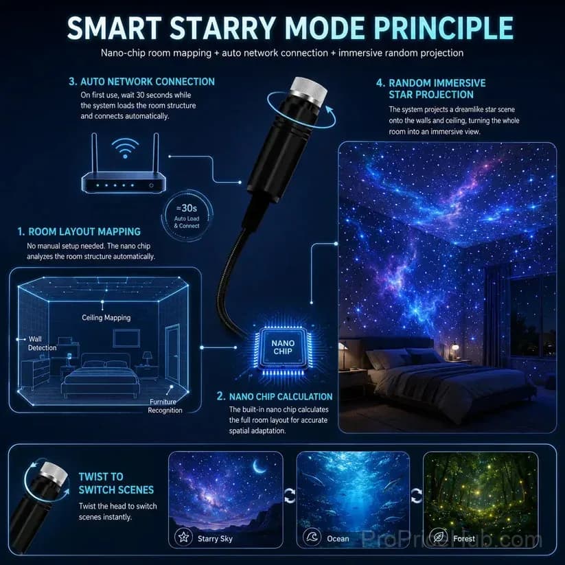 5D Galaxy Ocean Smart Projector Night Light for Bedroom & Car - View 2
