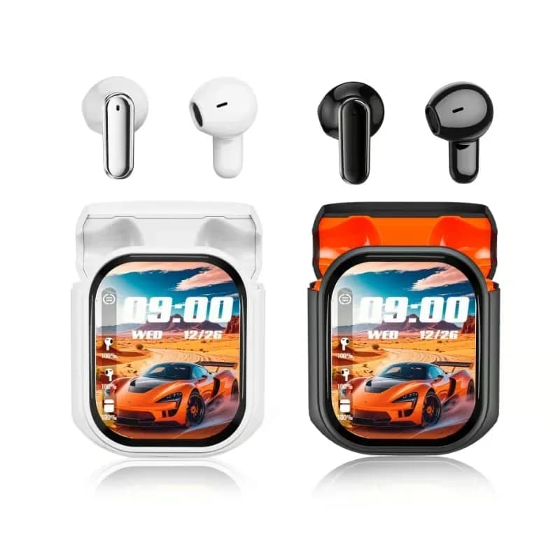Black Noise-Canceling Translation Earbuds with Color Screen - View 4