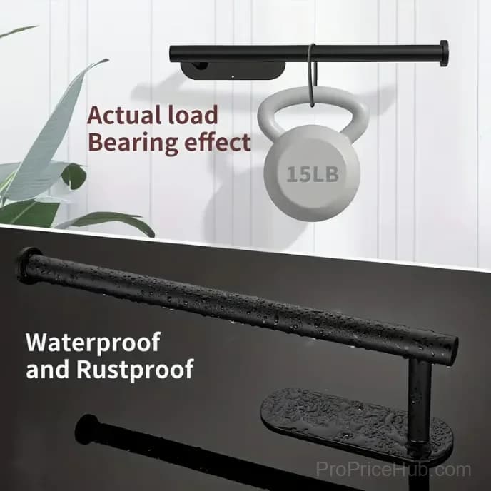 Wall-Mounted No-Drill Paper Towel Holder, Black - View 4