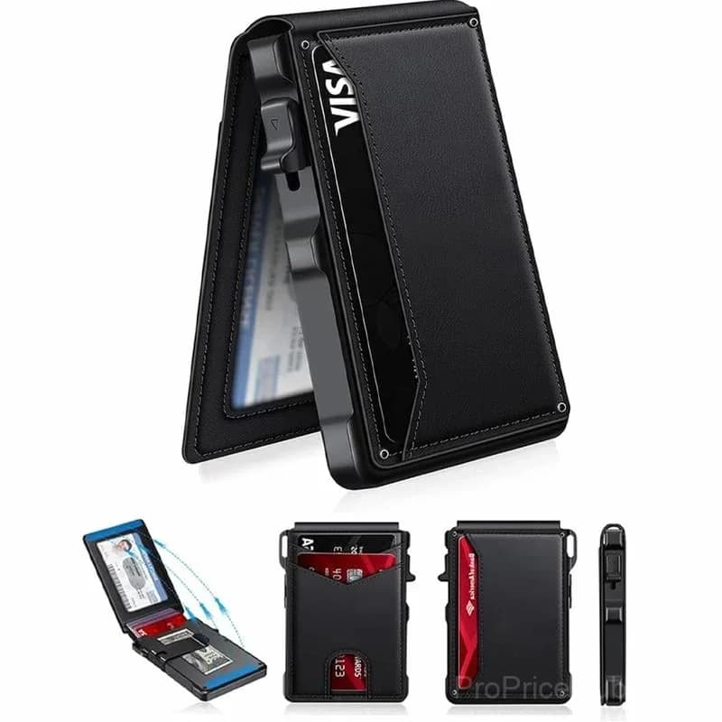 Men's RFID Blocking Wallet with Pop-Up Aluminum Case and Money Clip - View 13