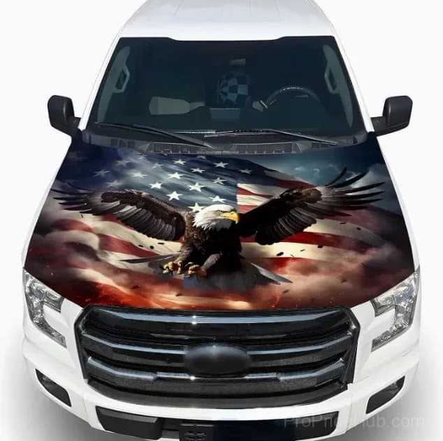 Patriotic American Flag Car Hood Cover - View 1