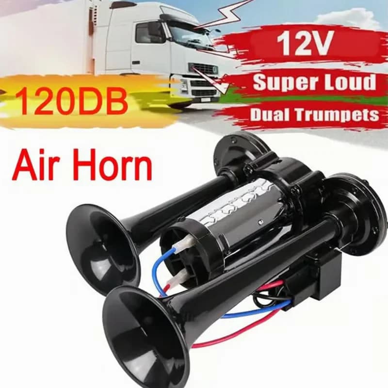 12V Train Air Horn for Truck or Car with Black Speaker - View 2