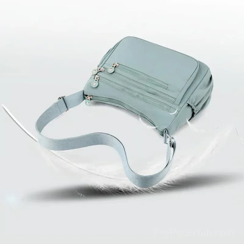 Black Nylon Crossbody Bag, Water-Resistant Multi-Pocket - View 8